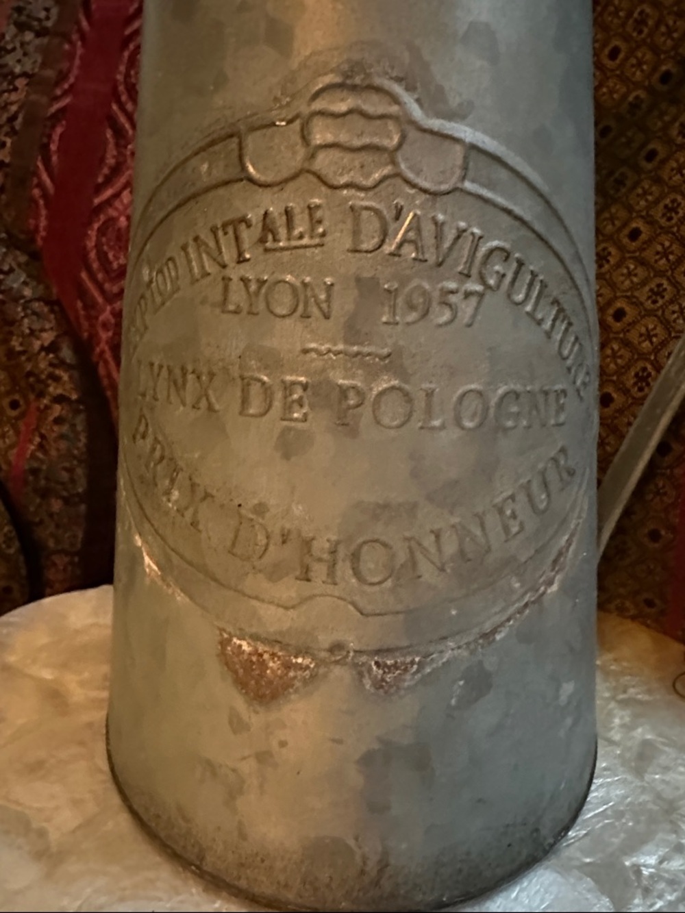 Shabby Chic Galvanized Metal Watering Can/ Vase with Embossed French Logo - Picture 2 of 6